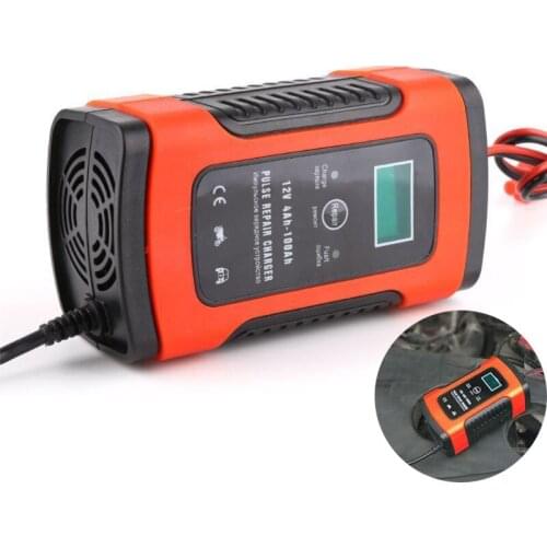 12V Motorcycle Car Automatic Battery Charger Pulse Repair Intelligent Battery Charging for Lead Acid Wet Dry with LCD Display