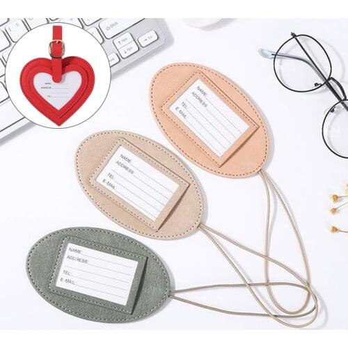 PU Leather Suitcase Luggage Tag Heart Shaped Label Bag Pendant Portable Travel Accessories Name ID Address Tags High-Quality