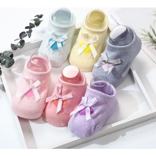 Childrens Cotton Babies' Socks shoes Bow Lace Three-dimensional Socks Girl Firstwalker Non-Slip Sole Toddler Socks