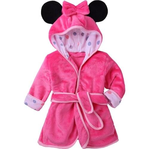 Cartoon Childrens Robe Flannel Baby Bathrobe Long Sleeve Hooded Kids Bath Robe Lovely Child Boy Girls Robes Pajamas for girls