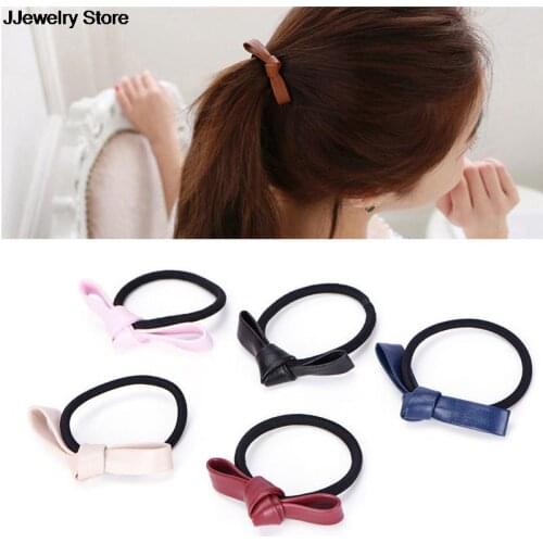 Elastic Hair Bands Bow Bowknot Rubber Bands for Girls for Kids Women Headwear Hair Accessories 5 Colors New