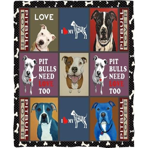 Love Pitbull Funny 3d printed fleece blanket for Beds Hiking Picnic Thick Quilt Fashionable Bedspread Sherpa Throw Blanket