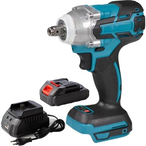 18V Brushless Cordless Electric Impact Wrench 520Nm Rechargeable 1/2 Wrench For Makita 18V Battery+Wrench Socket+3000mAh Battery