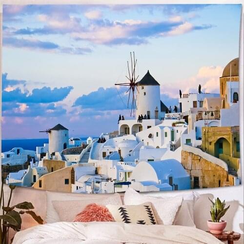 Tapestry Beauty Sea Beach Tapestry Landscapes Tapestries Aegean Sea Wall Hanging Tapestries Wall Art Carpet dorm Deco