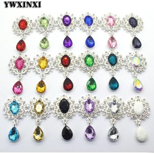 Delicate Shining Brooch 45*25mm 10pcs/set Crystal Accessories Fashion Gorgeous Wedding Invitation Holiday creative Decoration
