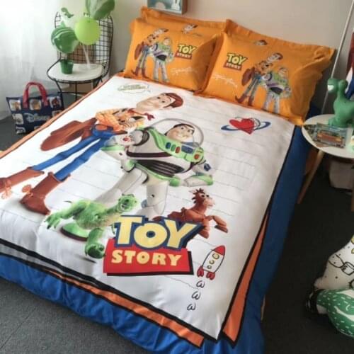 Disney Yellow Toy Story Buzz Lightyear Pattern Duvet Quilt Cover Pillowcase Bed Linen Set Boy Gift Bedroom Decor Home Textile