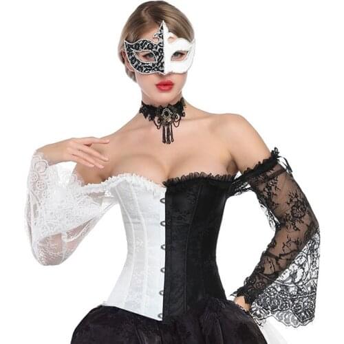 Corset steampunk corset women sexy Party Club burlesque gothic bodice clothes Long Sleeve Corselet Lace Up Bustiers Club Wedding