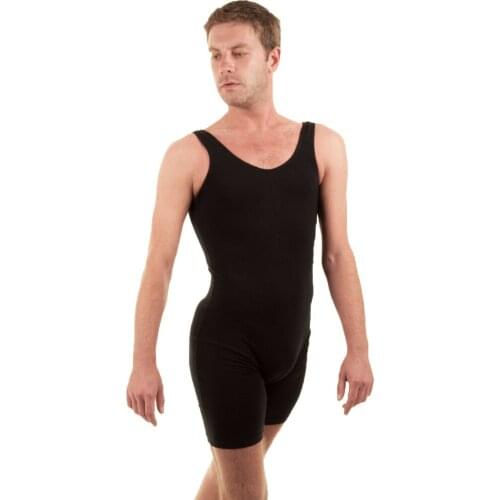 OVIGILY Mens Tank Biketard Sleeveless Leotards for Gymnastics Black Spandex Nylon Scoop Short Unitard Performance Tights