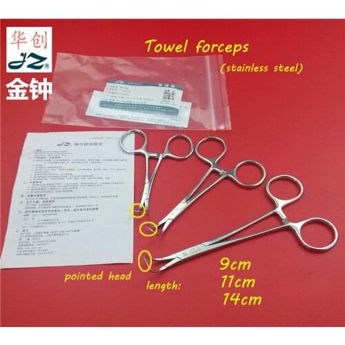 Medical use forceps stainless steel towel forceps pointed head with self-retaining handle surgical&VET instrument JinZhong