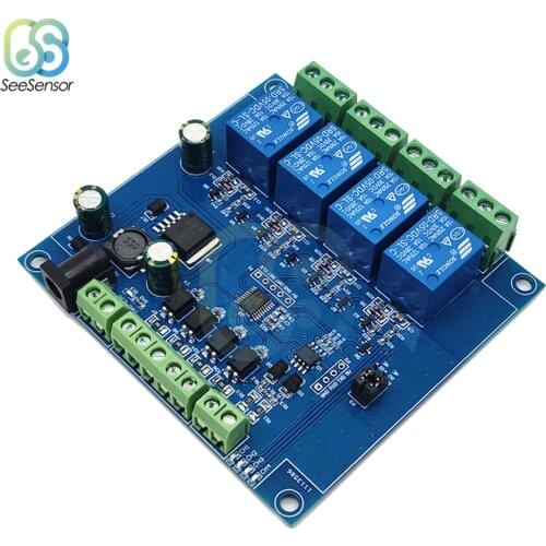 Modbus-Rtu 4 Channel 7-24V Relay Module Switch Modbus RTU 4 Channel Relay Output 5V Switch Input 485 Communication TTL Pin He