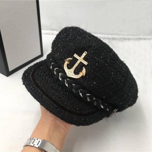 Fashion leisure hat female the spring and autumn period and the new bright silk octagonal cap newsboy cap the navy cap
