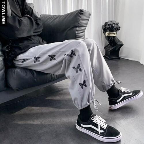Plus Size 5XL Men Casual Pants Male Creative Butterfly Print Thin Sweatpants Couple Slack Style Streetwear Jogger Trousers