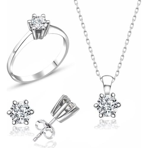 Certified Swarovski Stone 6 Nail 925 Silver Set Suit