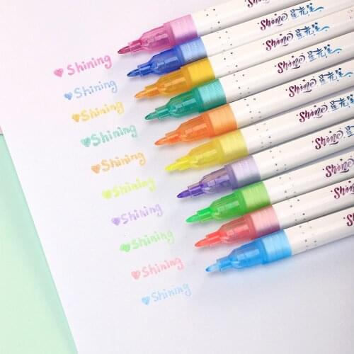 5pcs Shine Color Highlighter Pen Set Bling Glitter Shining Art Marker Drawing Painting for Lettering Journal School F243