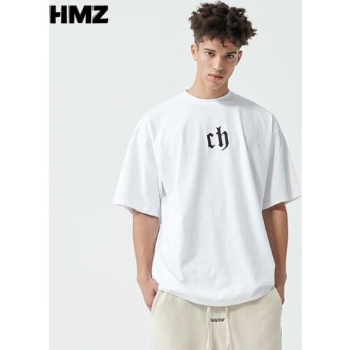 HMZ 2021 Sunmmer New Mens Fashion Simple Printing Men And Women Street Hip-Hop Sports Casual Oversized Black White T-Shirt Men