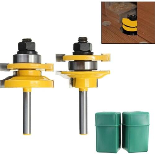 Newest 2Pcs/set 1/4 Inch Shank Rail And Stile Wood Router Bit Set Standard Ogee Woodworking Drill Bit Cutter Power Tool Kit