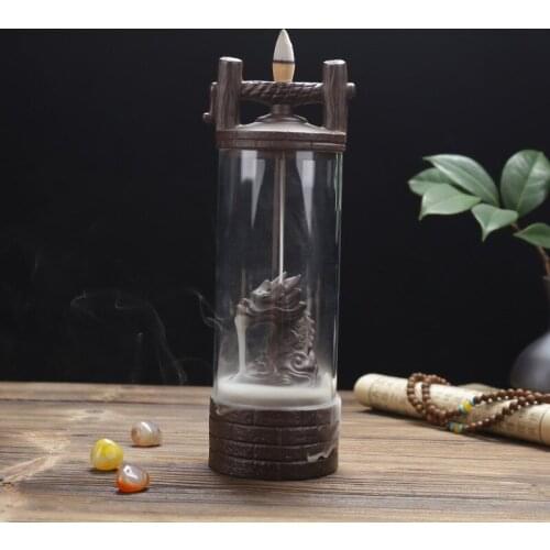 New Acrylic Cover Hourglass Back Flow Incense Burner Creative Ornaments Office Gifts