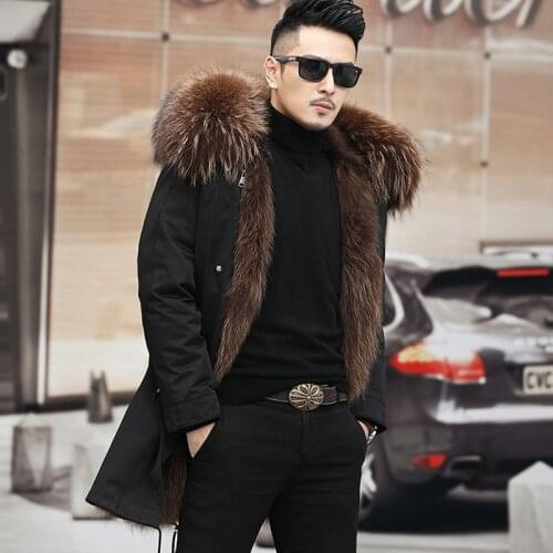 Real Fur Coat Winter Jacket 2020 men Long Parka Waterproof Big Natural Raccoon Fur Collar Hood Thick Warm Real Fox Fur Liner