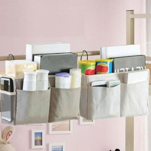 Bedside Hanging storage bag Storage Organizer Dorm with Room Bed Phone Hook Holder Book Pocket Magazine H7F1
