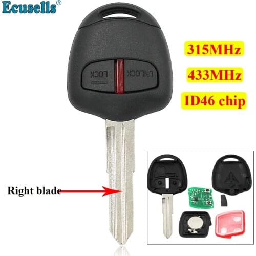 2 button remote key for Mitsubishi Lancer Outlander ASX 315MHz 434MHz with PCF7936 chip MIT11R right blank key G8D-576M-A
