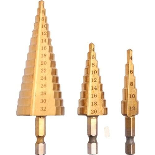 Hex shank step drill high speed steel tower drill 5 9 15 step drill hole opener board aluminum plate drill single