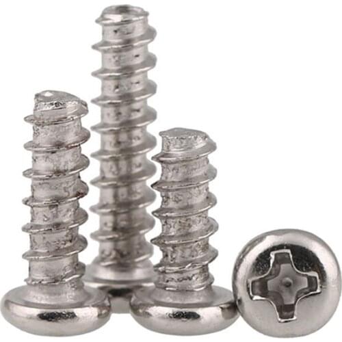 M2.6M3M3.5M4 Nickel Cross Round Head Flat Tail Tapping Screws Philips Pan Head Flat End Self Tapping Mini Screw PB 200PCS
