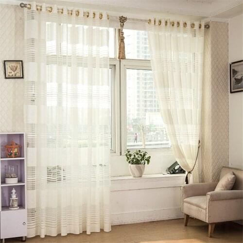 GYV1002 Modern Strips 1PC Sheer Voile Tulle Curtains "Customise" Living Room Kitchen Bedroom Home Decorative Window