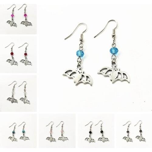 1pair Bat Charms Drop Earrings For Women Jewelry Halloween Jewelry Accessories Creative Halloween Bat Earrings