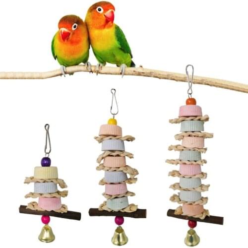 Birds Parrot Grinding Stone Chewing Toy Bite String Straw Corn Leaf Parrot Cage Accessories Parakeet Cockatiel Mineral Toys