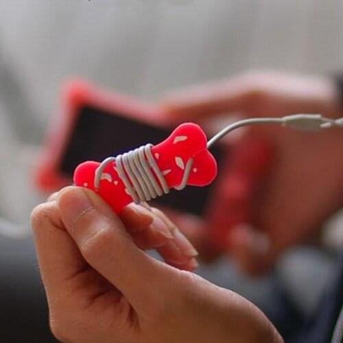 1 PC Cute Cartoon Dog Bone Cord Cable Wrap Manage Headphone Earphone Winder Organizer Rondom Colors