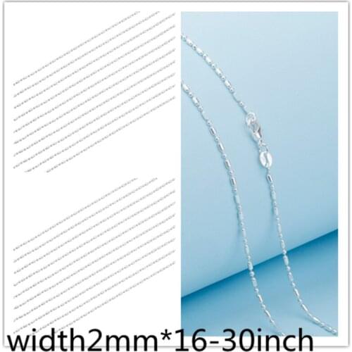 10PC Fashion Jewelry 925 Sterling Silver 2MM COLUMN Ball Chain 16''-30'' Womens Thin Round Barrel Necklace Lobster Clasp