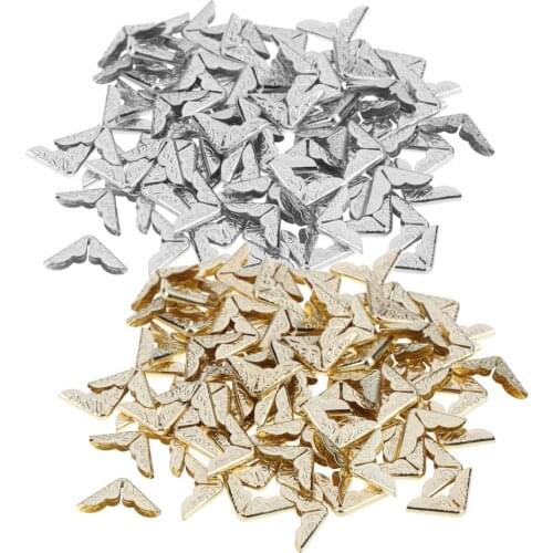 100pcs Tone Scrapbooking Albums Corner Protectors Card File Menu Metal Book Decorative Corners for Folders File Albums