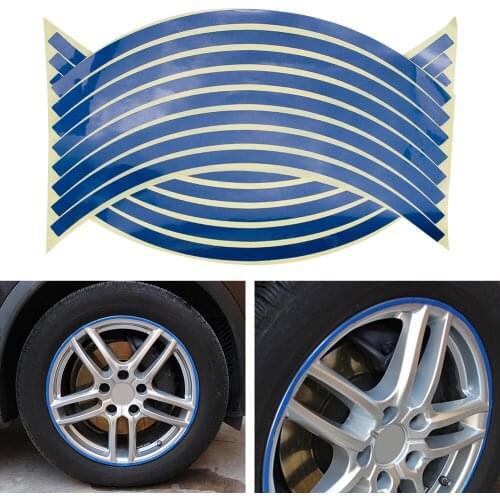 14 Inch Car Sticker Motorcycle Wheel Tire Stickers Rim Stripe Tape Bike Motorbike Tire Reflective Stickers