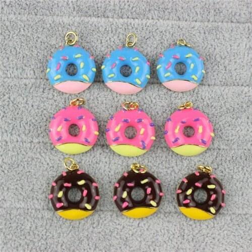 16mm 20pcs/lot Donuts enamel jewelry pendant,high quality plating enamel exquisite small pendant,popular girl jewelry wholesale