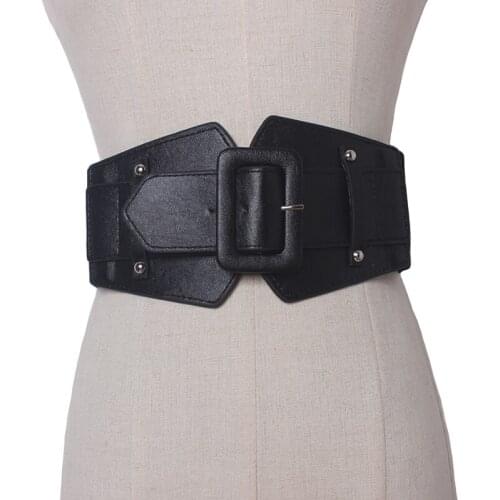 2019 New Fashion High Quality Vintage Pin Buckle Ladies Elastic Wide Belt Womens Waist Coat Black Hot Belts Straps Accessory