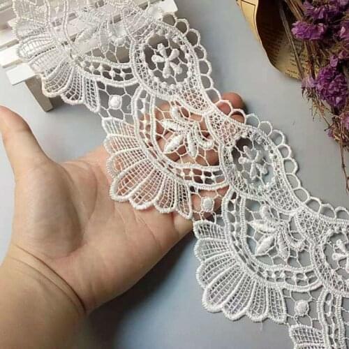 3 yards White Strip Lace Ribbon Trims Applique for Dress Sofa Cover Curtain Trimmings Flower Lace Fabric Sewing 11 cm New