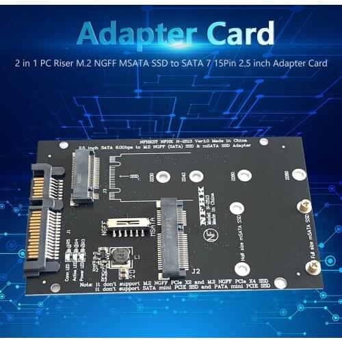 M.2 NGFF MSATA SSD To SATA 7 15Pin 2.5 inch Adapter M2 PCI SSD Converter Riser Card For PC Laptop Riser Add On Card Converter