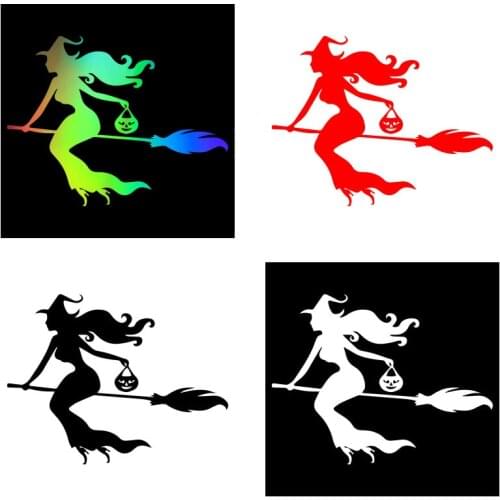 Witch Drive Stick Halloween Car Decal Sticker Removable Decal for Car Decoration