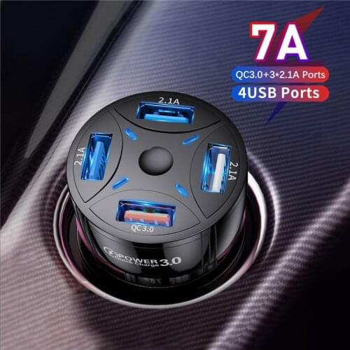 Lovebay 7A Car Charger 4 Ports USB Quick Charge QC 3.0 LED Mobile Phone Fast Car-Charger For iPhone Xiaomi Huawei Adapter In Car
