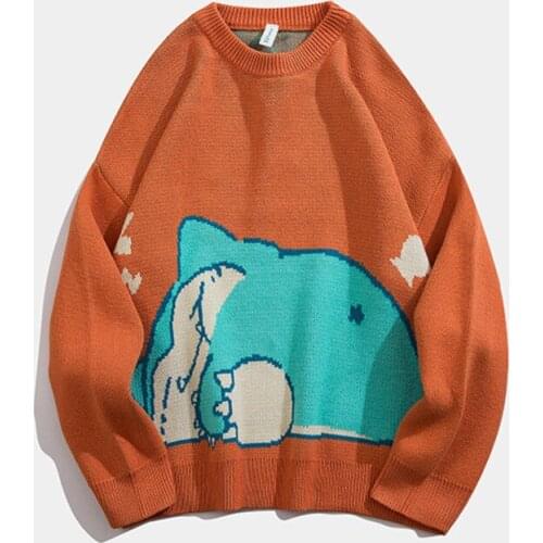 Brand Mens Cartoon Ducks Sweaters Harajuku Oversize Knitwear Couples Casual Cotton Pullover Sweater Tops for Men