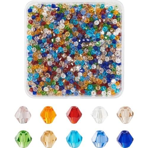 Mixed Color 4mm 6mm Imitation Crystal Glass Beads Seed Beads Faceted Cone for Jewelry Making DIY Bracelet Necklace Findings