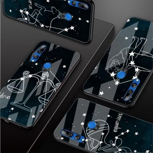 12 constellation Tempered Glass Phone Case For Huawei honor 8X 9 10i 20i 20Lite 20Pro 30 Pro Cover Shell
