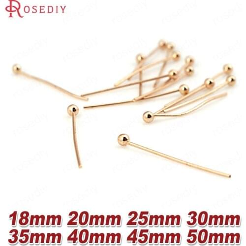 D124)20MM 25MM 30MM 40MM 45MM 50MM 24K Gold Color Plated Brass Connect Beads Ball-head Pins High Quality Jewelry Accessories