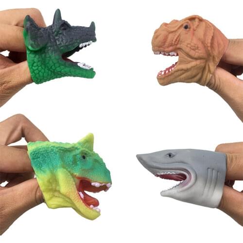 Children Soft Rubber Animal Hand Puppet Toy Finger Model Gift Dinosaur Kids Doll Toy Dinosaur Crocodile Shark Head Finger Puppet