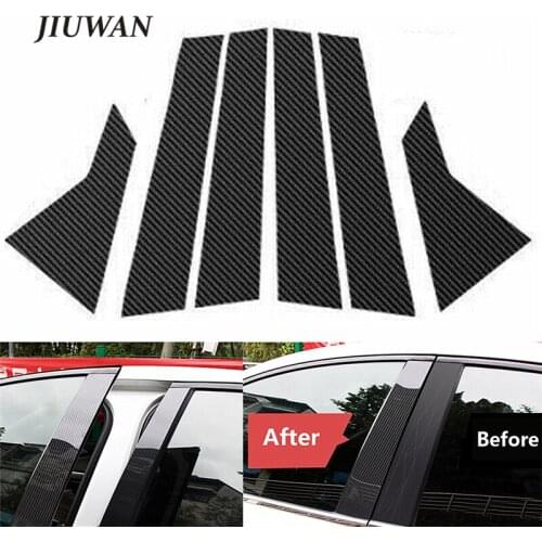 For Honda Civic Sedan 2016-2019 Car Window Pillar Posts Trim Cover Column Strip Stickers Anti Scratch Black Carbon Fibe Sticker