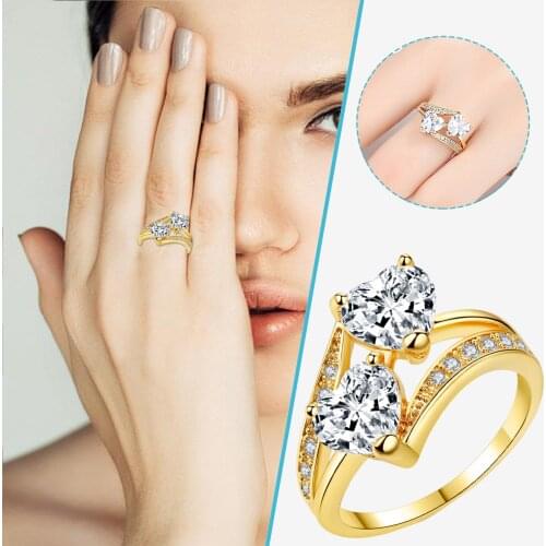 Double Heart Rainbow Ring Girls Ring Unique Eternal Engagement Ring Engagement Ring Jewelry Gifts Ladies Jewelry Rings