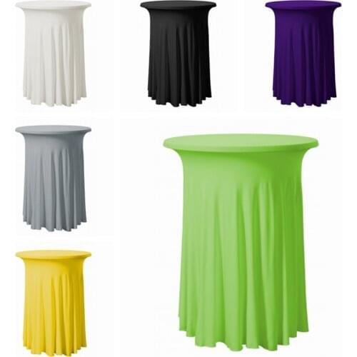 Spandex Stretch Ruffled Table Cover Lycra Cocktail Table Cloth Elastic Bar Table Cloths Party Banquet Wedding Decoration