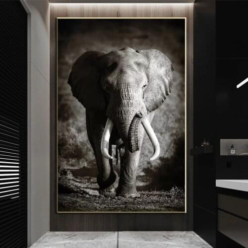 Animal Art Poster Modern Black and White Elephant Canvas Painting Prints Wall Picture For Home Living Room Decorative Cuadros