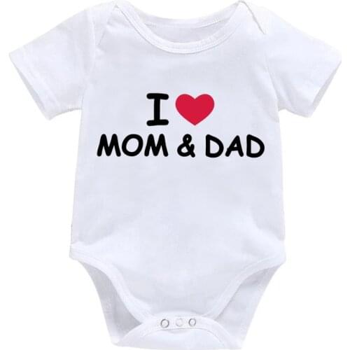 Newborn I Love Mama Papa Brother Aunt Baby Jumpsuit Short Sleeve Rompers Girl Boy White Body Bebes Roupa Baby Clothing