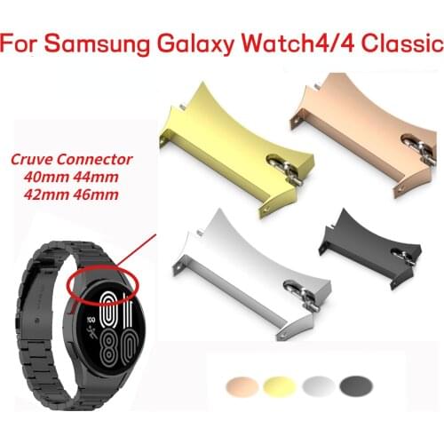 2pcs Stainless Steel Connector for Samsung Galaxy Watch 4 40/44mm Watch 4 Classic 42/46mm Metal Cruved End Adapter Quick Release